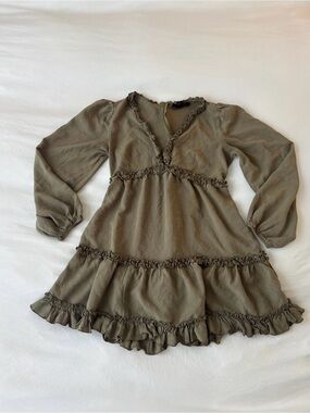 Forever 21 Olive Ruffle Mini Dress Size Small
